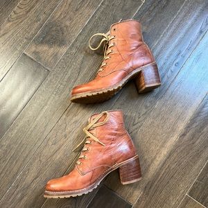 Frye Sabrina lace up boots with stacked wood heel
